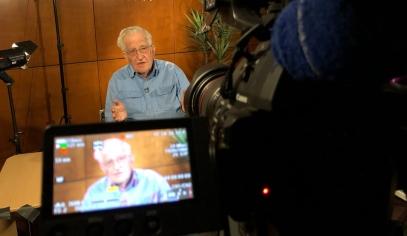 Noam Chomsky recording a lecture