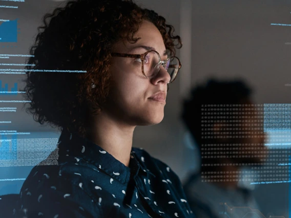 Woman studying cyber information