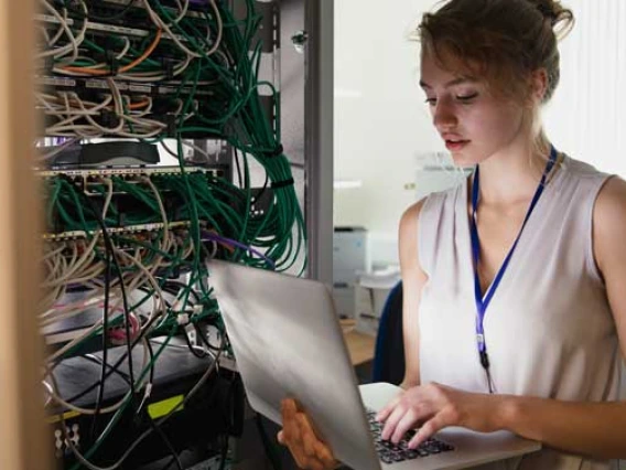 woman working on laptop