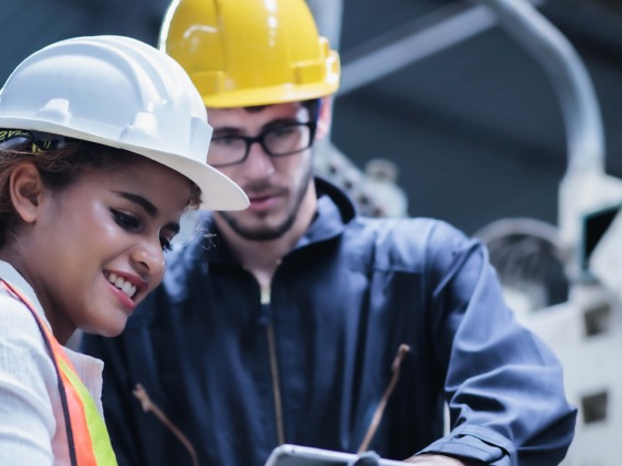 Industrial engineers working in a lab