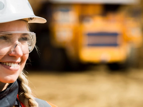 Mine engineer working in the field