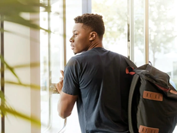 Student with backpack