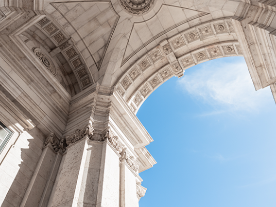 Arco da rua Augusta Beautiful vintage antique stucco building in Lisbon Portugal Travels in Europe