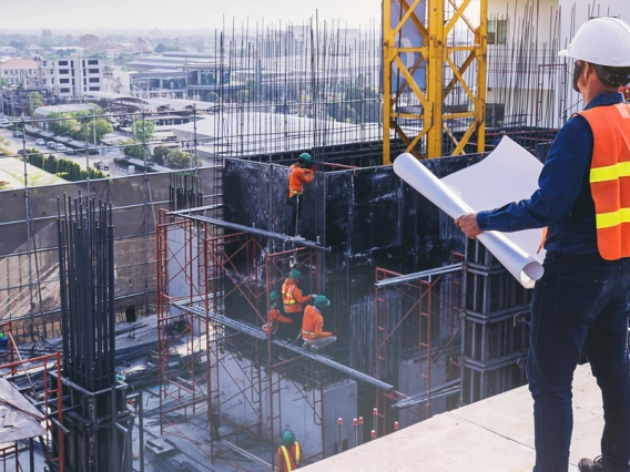 Engineer working on a build site