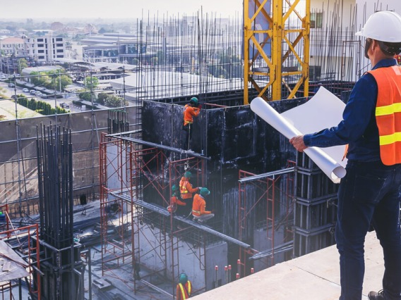 Engineer working on a build site