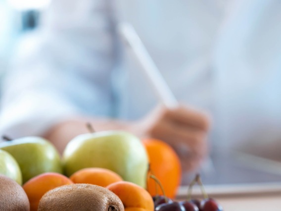 Dietitian examining a product 