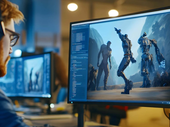 Person designing game graphics