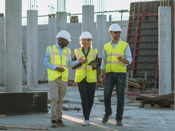 Developers walking around the construction site