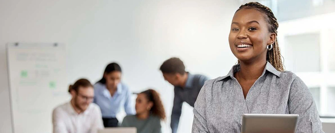 Career woman in conference room