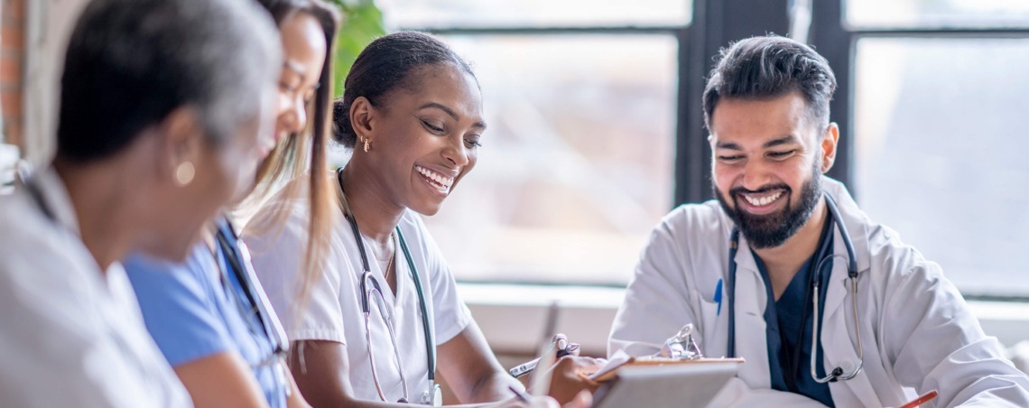 Medical professionals in a lab