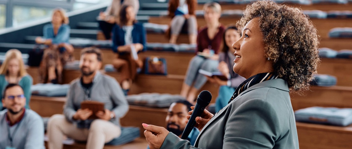 Educator leading an education seminar