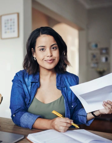 Female student managing paperwork