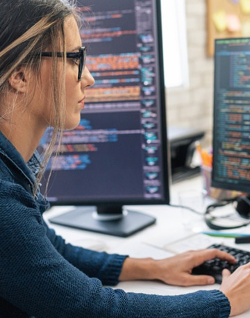 Software engineer at her desk