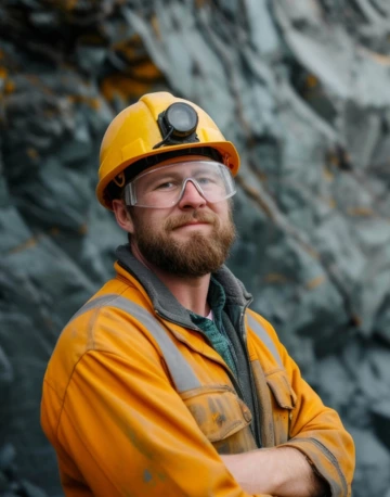 Mine engineer working in the field