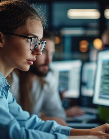 Systems engineers working with computers