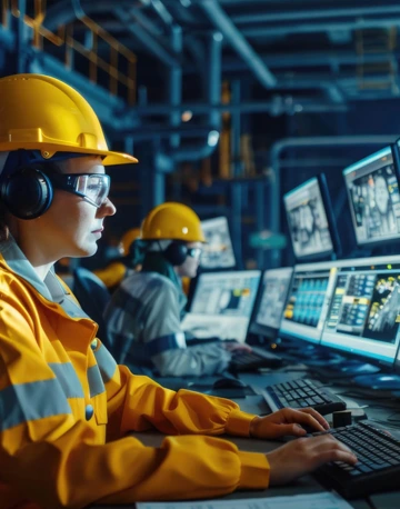 Computer specialist working in a mine