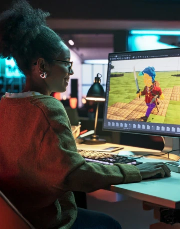 Woman designing game graphics