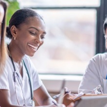 Medical professionals in a lab