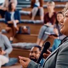 Educator leading an education seminar