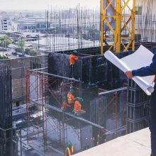 Engineer working on a build site