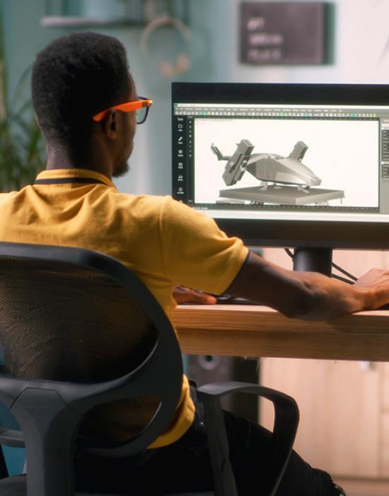 3D designer working on video game