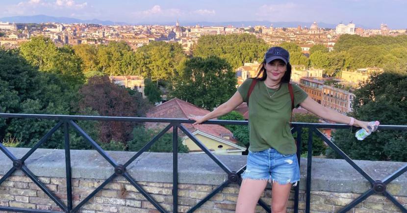 female study abroad student overlooking Rome, Italy
