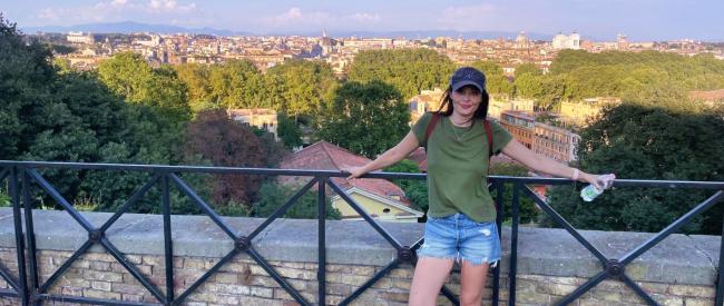 female study abroad student overlooking Rome, Italy